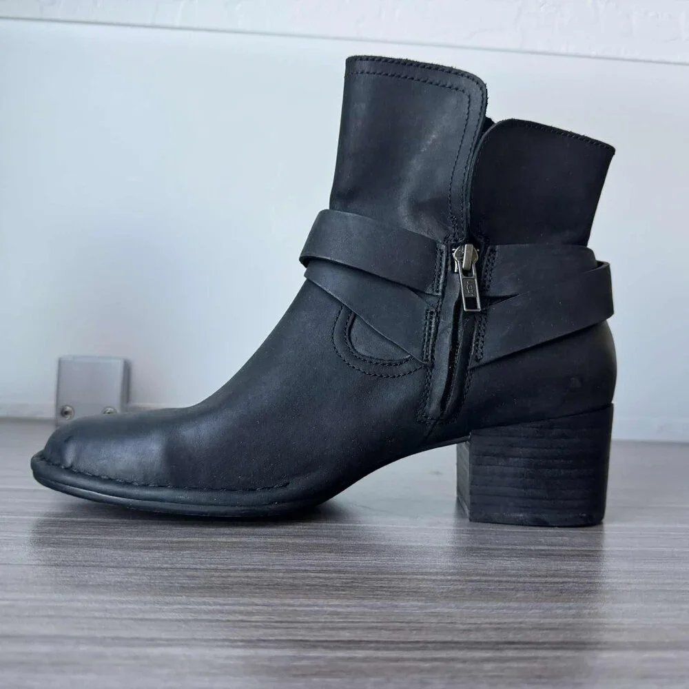 UGG Women's Elysian Zip Up Ankle Boots Bootie $170 in Black 1095792